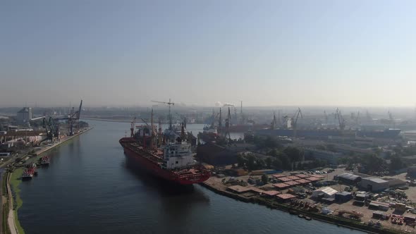 Aerial view of Gdansk shipyard, Poland, Europe