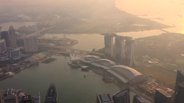 Drone Aerial view 4k Footage of the Marina Bay Sands in Singapore City