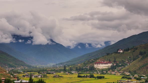 Looking Out Over The City Of Paro In Bhutan