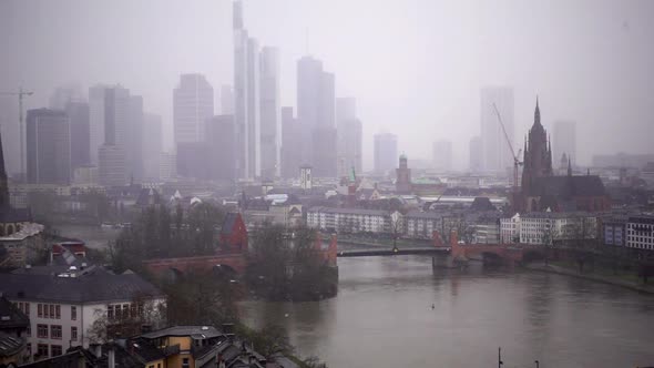 Frankfurt Germany Maine River And Business Towers In Snowy Day 3