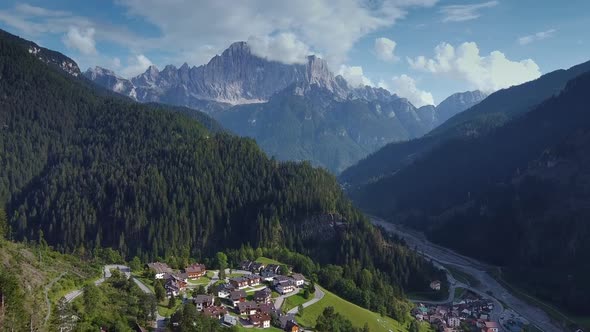 Fantastic Aerial View of Dolomites in Italian Alps