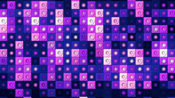 Purple blocks with circle silhouettes inside