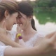 Happy Asian Lesbian Married Couple Take A Photo Selfies Together By Smartphone. - VideoHive Item for Sale