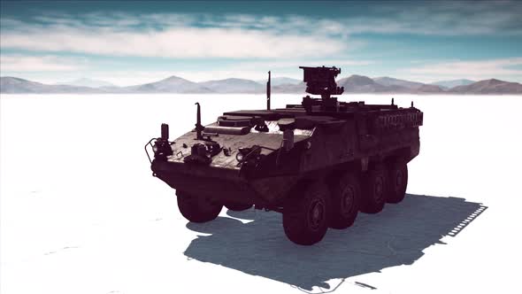 Military Tank in the White Desert