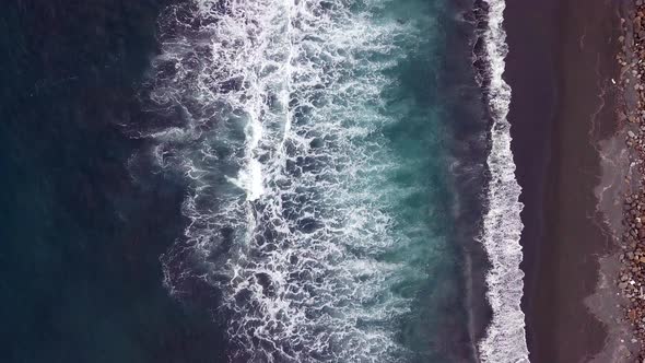 Drone fly over the sea wave