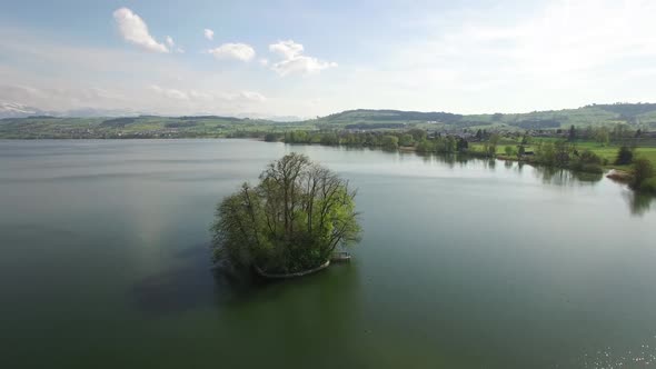 Green Tree Island in Lake Nature Resort Environment