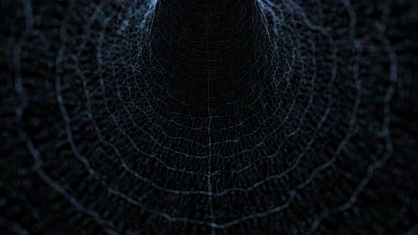 Moving down the transparent blue slope in the digital cyber data background alt