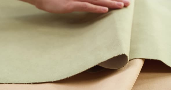 Beige and Light Green Fabric Closeup