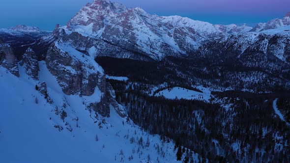 Monte Cristallo at Dawn in Winter