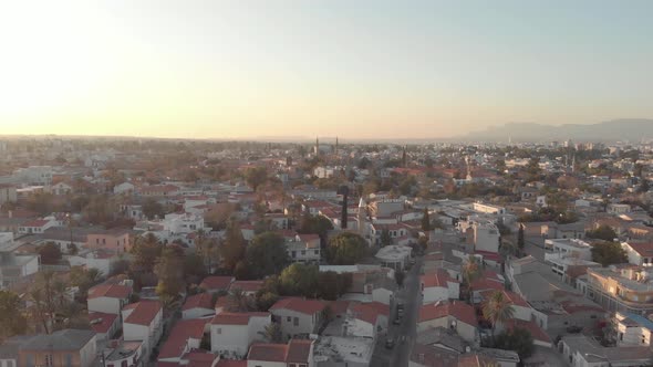 City view of Nicosia Zoom out - Aerial View 4k