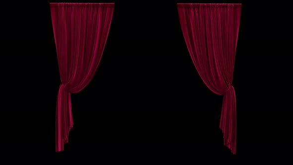 Hanging Red Velvet Curtains with Alpha Channel Animation