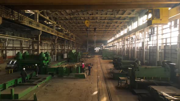 The Interior of a Big Industrial Factory with Steel Constructions