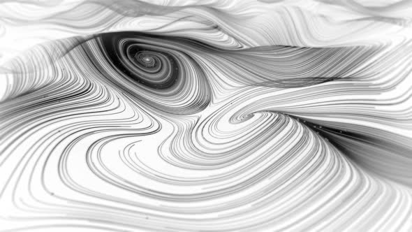 White and Black Swirl of Lines with Particles