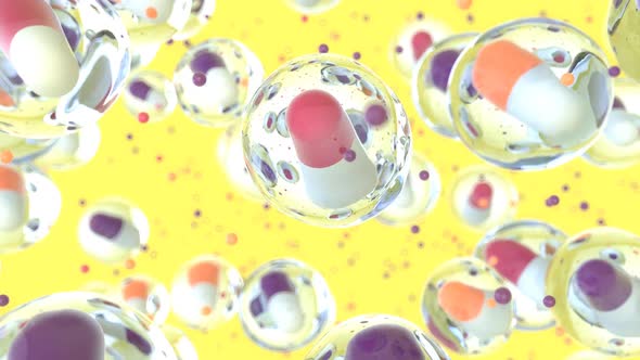 Abstract art background of pills in bubbles 