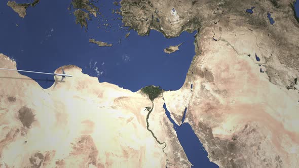 Airplane Flying To Jerusalem Israel From West alt