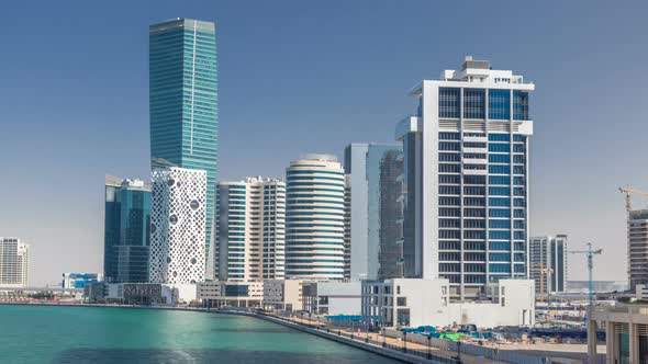 Panoramic Timelapse View of Business Bay and Downtown Area of Dubai