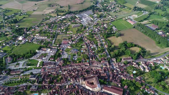 Close to the village Le Buisson-de-Cadouin in the Perigord in France aerial view