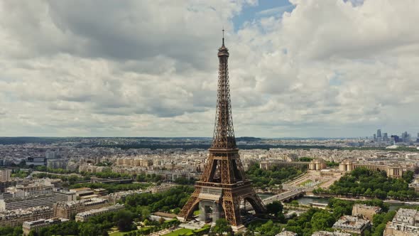 Closeup of the Eiffel Tower During Restoration