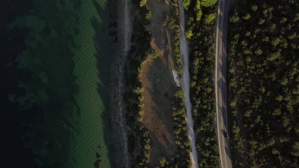 Sea Coast with Road Leading To the Town, Greece