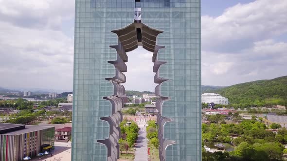 Aerial Footage of a Gyeongju Tower