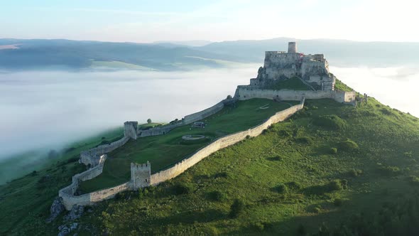 Aerial view of Spissky Castle in Spisske Podhradie, Slovakia