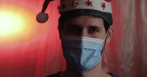 Doctor with Christmas Hat on His Head
