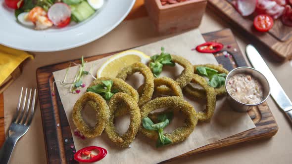 Deep fried squids for beer snack in pub