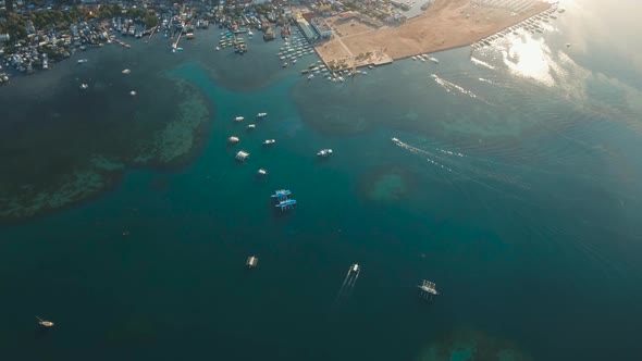 Tropical Sea Bay with Boats.