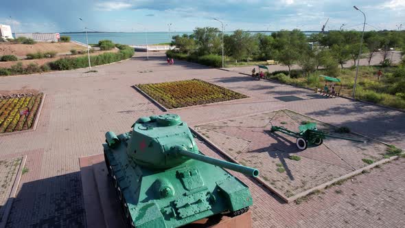 A Real Military Tank on the Shore of Lake Balkhash