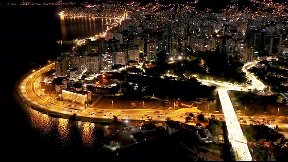 South America, Brazil. Aerial landscape of coast city of Florianopolis, Santa Catarina.