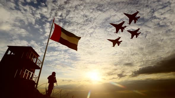 UAE Military and Warplanes Guarding the Border