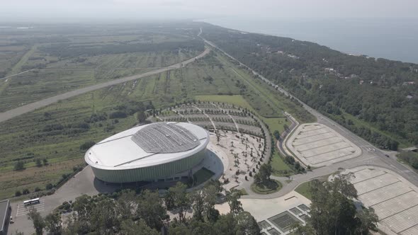 Aerial view of Black Sea Arena, the biggest concert hall of the country located in Guria