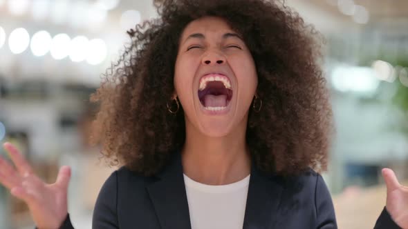 Angry African Businesswoman Shouting Screaming