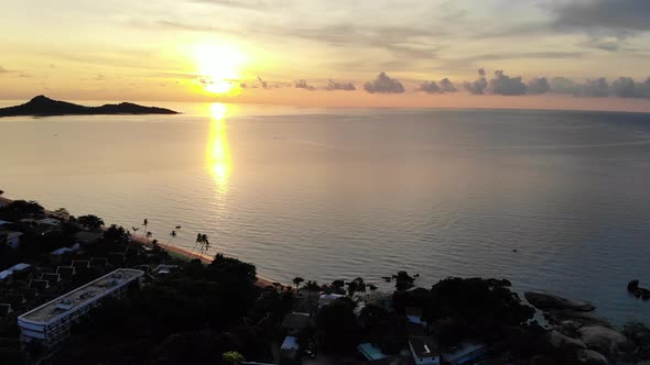 Beautiful from high view of sunset around sea