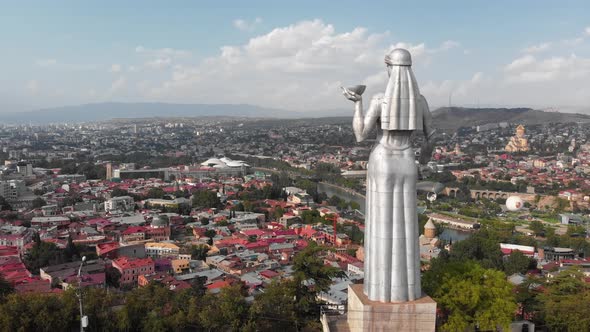 Aerial View of the Tbilisi Cityscape and Mother of Georgia Statue Georgia