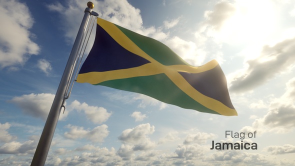 Jamaica Flag on a Flagpole