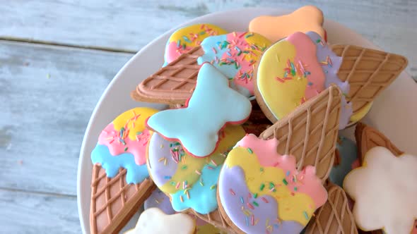 Ice Cream Shaped Cookies on Plate