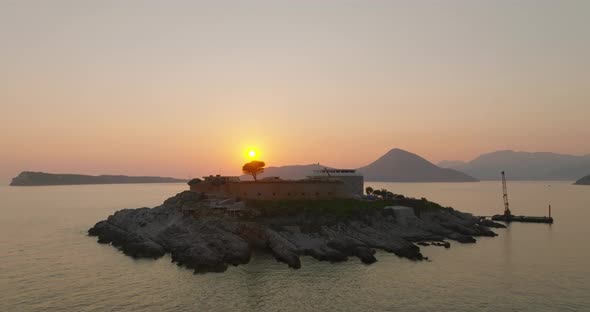 approaching to mamula island during sunset