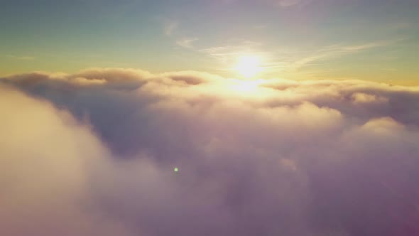 Drone Flies in the Clouds