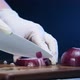 Vegetarian Restaurant Cook in Gloves Cuts Red Onion Macro - VideoHive Item for Sale