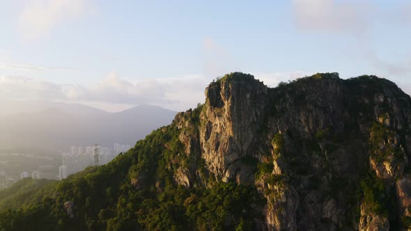 lion rock mountain in Hong Kong at evening time