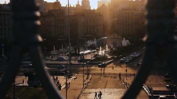 Beautiful Sunset Over City of Kyiv Ukraine