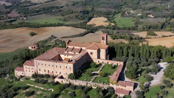 Aerial View of Saint Anna Monastery Camprena Toscana Italy