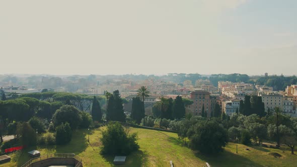 Flying over Oppian Hill Park in Rome