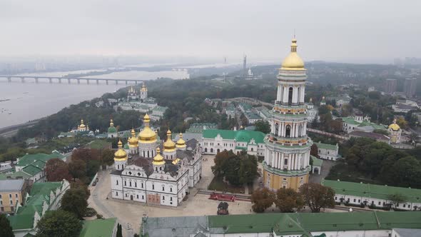 Kyiv, Ukraine Aerial View in Autumn : Kyiv-Pechersk Lavra. Kiev