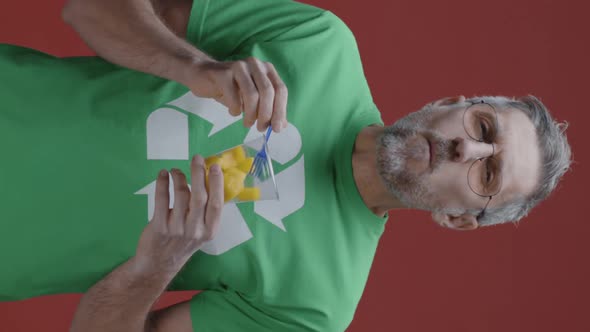 Eco-conscious Man Eating Fruit