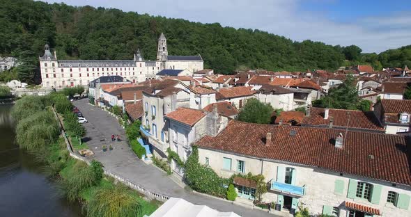 Benedictine Abbey of Brantome and river and surrounding alt