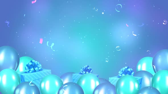Blue Theme Balloons And Confetti Background