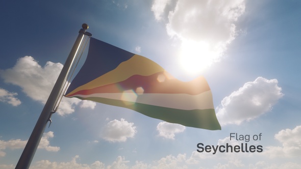 Seychelles Flag on a Flagpole V2