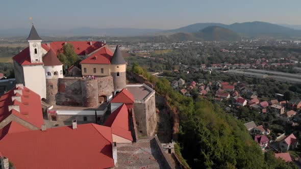 Aerial View of Palanok Castle in Mukachevo